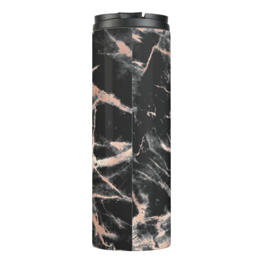 Zwart en Roos goudmarmer, naam en monogram, Vs 2 Thermosbeker (Achterkant)