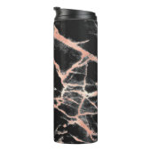 Zwart en Roos goudmarmer, naam en monogram, Vs 2 Thermosbeker (Geroteerd rechts)