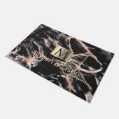 Zwart en Roos goudmarmer, Namen en monogram, Vs 3 Deurmat (Schuin)