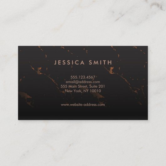 Zwart en roos goudmarmer visitekaartje (Achterkant)