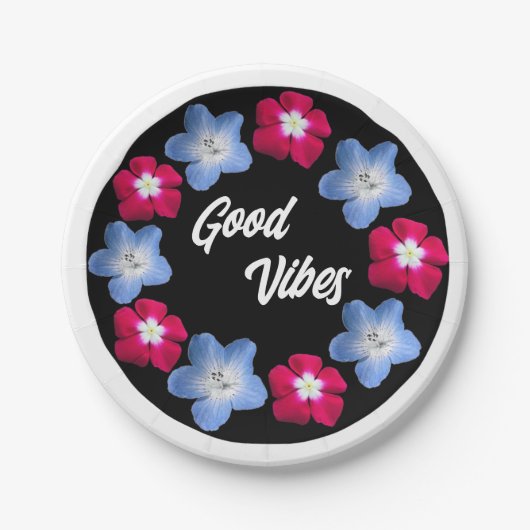 Zwart en roos variatiemodel papieren bordje (Voorkant)