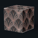Zwart en roosgoud bedankdoosjes<br><div class="desc">Elegante favor doos met roosgoud en zwart art deco patroon.</div>