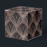 Zwart en roosgoud bedankdoosjes<br><div class="desc">Elegante favorietendoos met roosgoud en zwart art deco patroon.</div>