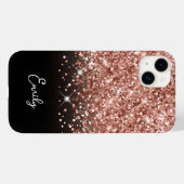 Zwart en roosgoud glinster glamour Case-Mate iPhone case (Achterkant (horizontaal))
