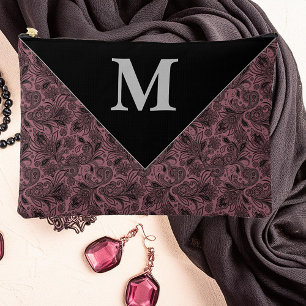 Zwart en roosgouden paisley-monogram etui