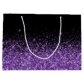 Zwart en Royal Paarse Glitter Elegante Naam Groot Cadeauzakje (Achterkant)