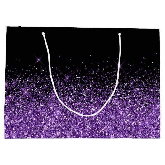 Zwart en Royal Paarse Glitter Elegante Naam Groot Cadeauzakje (Achterkant)