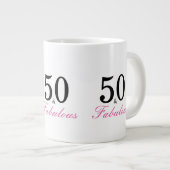 Zwart en Roze 50 en Fabulous 50th Birthday Grote Koffiekop (Voorkant rechts)