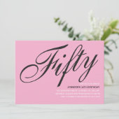 Zwart en Roze 50ste Verjaardag Uitnodigingen (Staand voorkant)