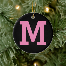 Zwart en Roze Aangepaste Grote Initialen Letter So Keramisch Ornament