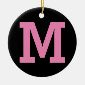 Zwart en Roze Aangepaste Grote Initialen Letter So Keramisch Ornament (Voorkant)