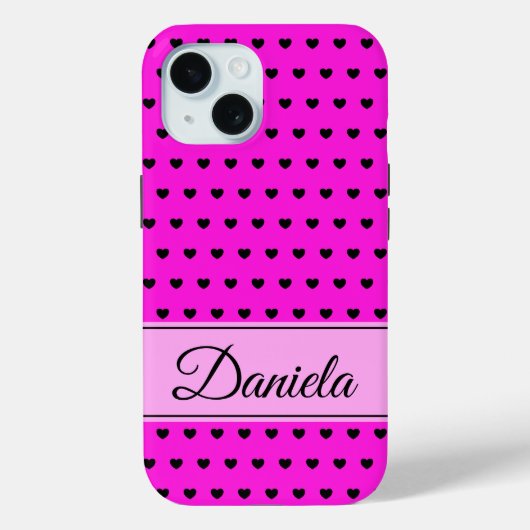 Zwart en roze aangepaste naam Case-Mate iPhone case (Achterkant)