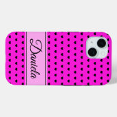Zwart en roze aangepaste naam Case-Mate iPhone case (Achterkant (horizontaal))