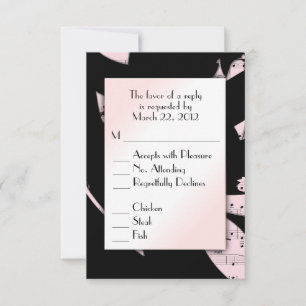 Zwart en Roze Abstracte Muziek RSVP met Menu Keuze