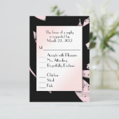 Zwart en roze abstracte muziek RSVP met menuoptie (Staand voorkant)