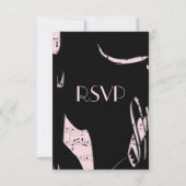 Zwart en roze abstracte muziek RSVP met menuoptie (Achterkant)