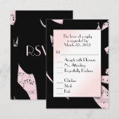 Zwart en roze abstracte muziek RSVP met menuoptie (Voorkant / Achterkant)
