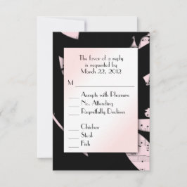 Zwart en roze abstracte muziek RSVP met menuoptie Kaartje