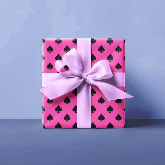 Zwart en Roze Ace van Schoppen Patroon Modern Inpakpapier Vel