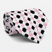Zwart en roze Argyle Patroon Stropdas (Opgerold)