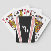 Zwart en roze Art Deco Design Monogrammed Pokerkaarten (Achterkant)