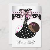 Zwart en roze Baby shower Kaart (Voorkant)