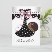 Zwart en roze Baby shower Kaart (Staand voorkant)