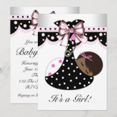 Zwart en roze Baby shower Kaart (Voorkant / Achterkant)