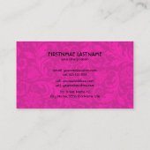 Zwart en roze bloemdamast patroon visitekaartje (Achterkant)