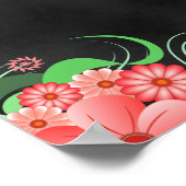 Zwart en Roze Bloemen DIY 13 Tafel Zitkaart Poster (Hoek)