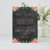 Zwart en Roze Bloemen Opslaan De Datum Aankondigin Save The Date (Staand voorkant)