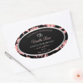 Zwart en roze Bloemen Product Verpakkingsetiketten Ovale Sticker (Envelop)