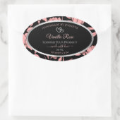 Zwart en roze Bloemen Product Verpakkingsetiketten Ovale Sticker (Tas)