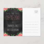 Zwart en Roze Bloemen Save The Date Briefkaarten (Achterkant)