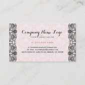 Zwart en roze bloemig kant visitekaartje (Achterkant)