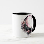 Zwart en Roze Boheemse Halve Maan Halloween Mok (Voorkant rechts)