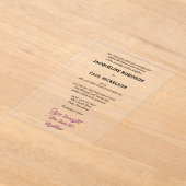 Zwart en roze bruid en bruidegom Clear Acryl Uitnodigingen (Laagn)