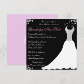 Zwart en Roze Bruidsjurk Vrijgezellenfeest Kaart (Voorkant / Achterkant)