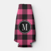 Zwart en Roze Buffalo Rut Monogram Flesjeskoeler (Voorkant)