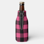 Zwart en Roze Buffalo Rut Monogram Flesjeskoeler (Fles Achterkant)