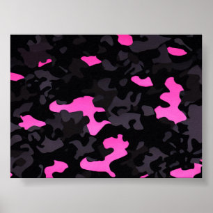 Zwart en roze camouflage poster