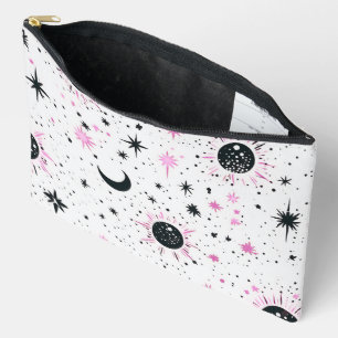Zwart en Roze Celestial Zon Maan Sterren Etui