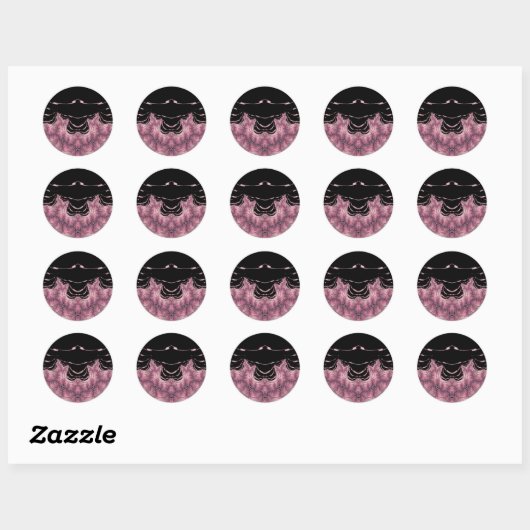 Zwart en Roze ~ Classic Ronde Sticker (Vel)