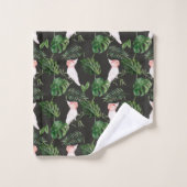 Zwart en Roze Cockatiel Groene Palm Bladeren Bad Handdoek (Wasdoekje)