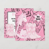 Zwart en Roze Cowgirl Baby Meisje Douche Kaart (Voorkant / Achterkant)
