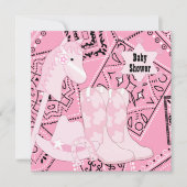 Zwart en Roze Cowgirl Baby Meisje Douche Kaart (Voorkant)