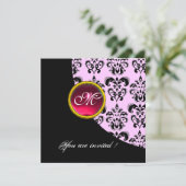 ZWART EN ROZE DAMAST MONOGRAM, rode robijn, Kaart (Staand voorkant)