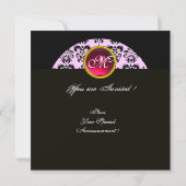 ZWART EN ROZE DAMAST MONOGRAM, rode robijn, Kaart (Achterkant)