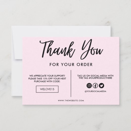 Zwart en roze Dank u voor het mediumtussenvoegsel (Voorkant)