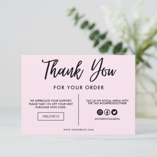 Zwart en roze Dank u voor het mediumtussenvoegsel (Staand voorkant)